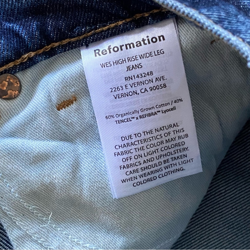 NEW Reformation Wes High Rise Wide Leg Jeans Mille  31” Dark Blue Sz 26 - Picture 11 of 13